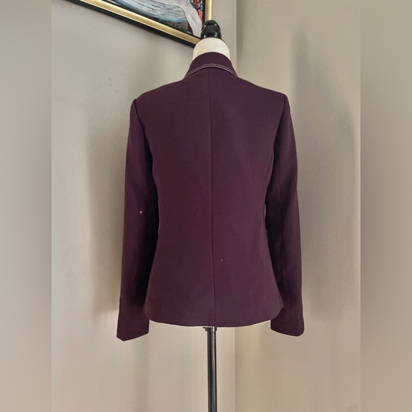 EUC Double Breasted Deep Aubergine Blazer with Contrast Stitching - M - Picture 9 of 14